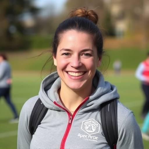 Chiara Ferrante, coach di leadership di Apex Ascend, sorride durante una sessione di coaching all'aperto a Milano