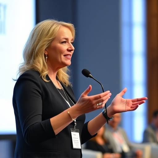 Foto di Anna Bianchi che parla durante una conferenza