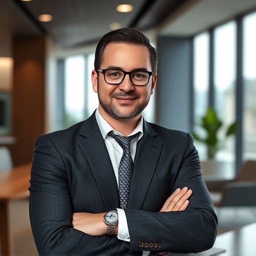 Ritratto di Stefano Rizzo, Consulente Finanziario, in un ufficio moderno