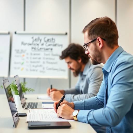 Un cliente che compila un questionario di autovalutazione per identificare le aree di miglioramento durante un workshop di leadership