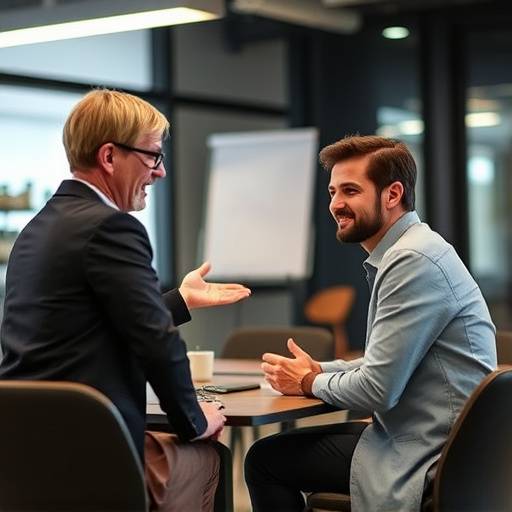 Un coach che guida un esercizio di role-playing per migliorare le capacit&agrave; comunicative di un cliente