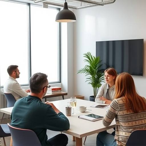 Un coach esperto che conduce una sessione di coaching in un ufficio moderno a Milano