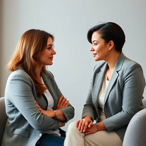 Una coach che guida un cliente attraverso una sessione di coaching, concentrandosi sulla comunicazione assertiva